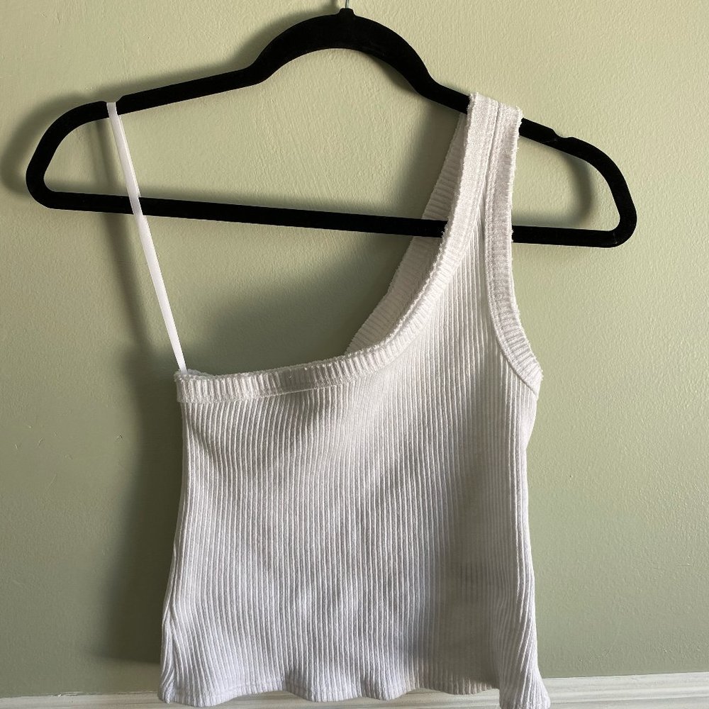 URBAN One Shoulder White Crop Top